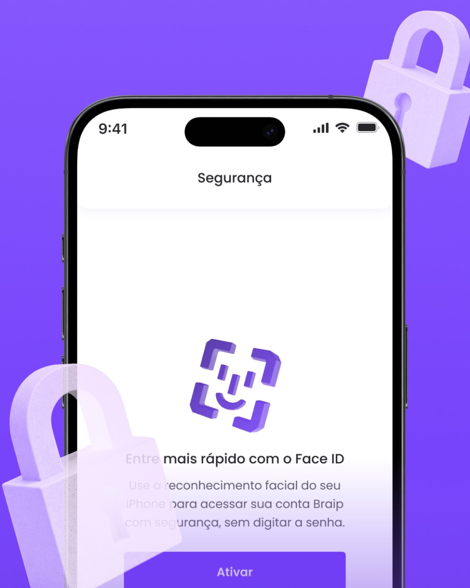 Face ID activation screen for signing in.