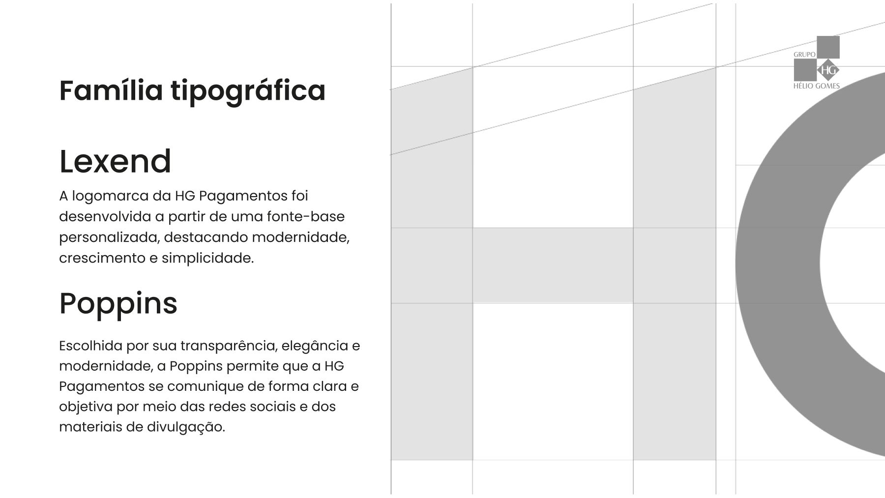 HG Pagamentos type family — Lexend for the brand and Poppins for communication